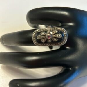Silver and Black Ring size 7.5